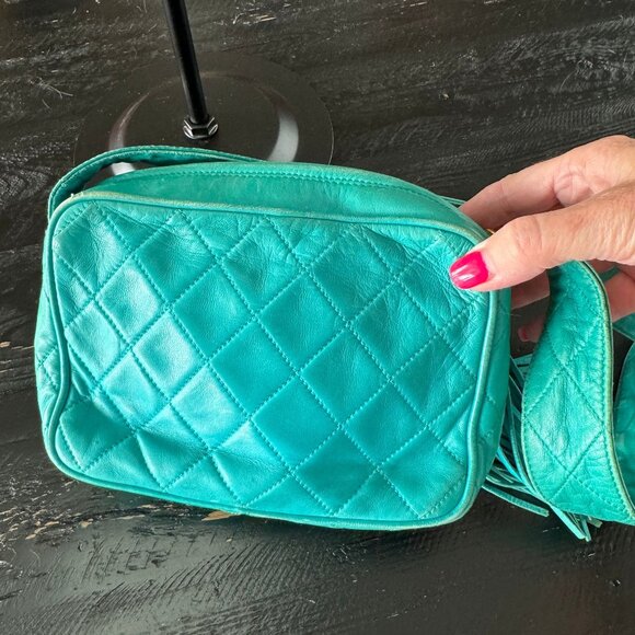 **RARE COLOR** Chanel Quilted Turquoise Crossbody Bag - Picture 11 of 12
